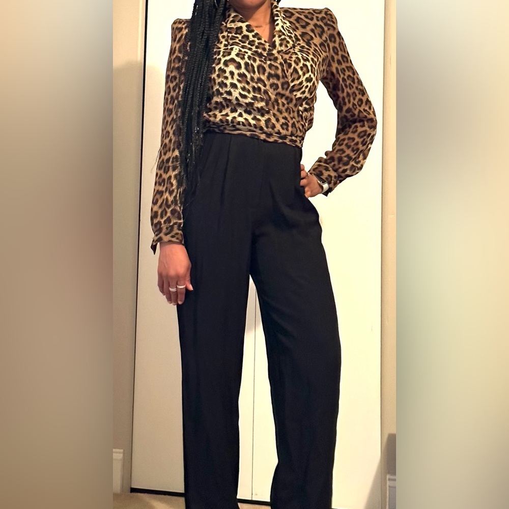 Vintage Taurus II 1980’s Leopard Print Wrap Top Jumpsuit. Size -0